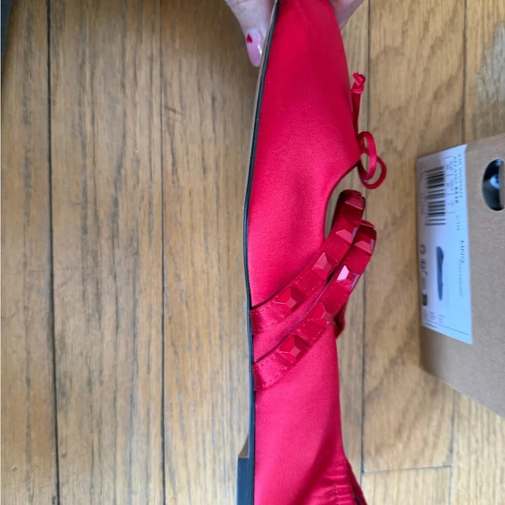 Mango Red Satin Ballet Flats - Picture 3 of 6